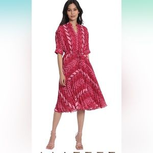 Maggy London pink/red dress, 3/4 sleeve